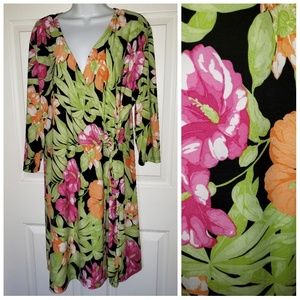 Tropical Floral Wrap Dress XL by D.F.A. New York